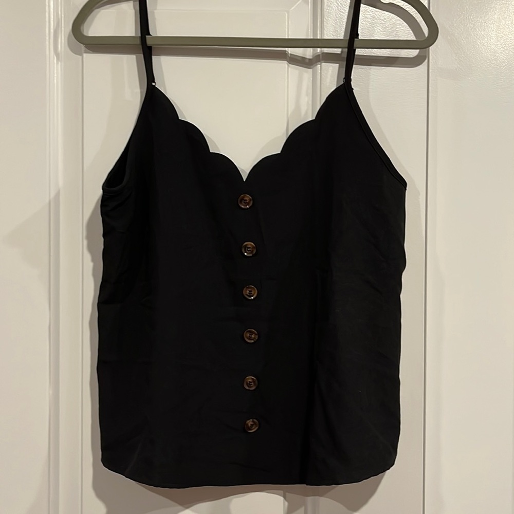 Shein black button up tank top size small